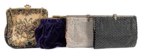 A group of four mid 20th century lady's evening bags:.