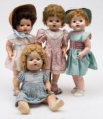 Various makers, four assorted plastic dolls:dating from the 1950's and 60's all approx 52cm. high.