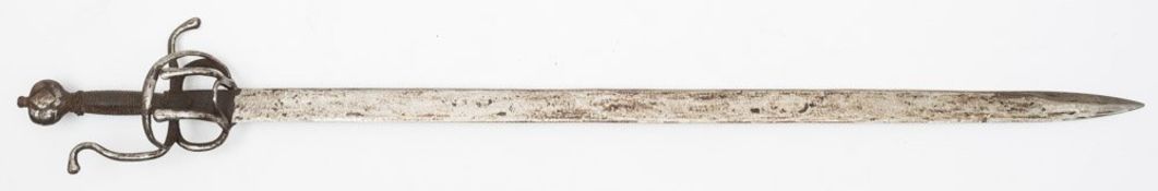 A 17th century style rapier: broad single edge blade,