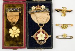 A Primrose League Ruling Councillor's/Dame President's badge with 1891 Special Service bar:,