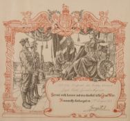 A WWI Honourable Discharge certificate to 200889 Corporal John Hitchon Chadwick Royal North