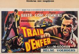 A framed Belgian film poster for 'Train D'nfer' (Hell Drivers):, Stanley Baker, Herbert Lom,
