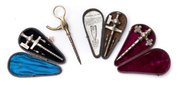 Three cased champagne taps,