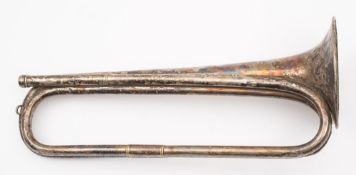 A WWI period War Department issue nickel plated trumpet by Besson & Co, London:,