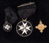 Order of St John, Breast badge 4th type, serving member with miniature in case:,