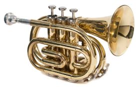 A pocket cornet/trumpet by Roy Benson: contained in a fitted travelling case.