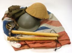 A WWI period Union Jack:, together with a trench art ashtray,