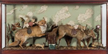 An early 20th century Potteresque taxidermy steeplechase scene:,