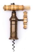 A Dowler King's screw patent corkscrew:, circa 1820,