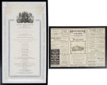 A framed silk Royal Opera House Centennial Programme: for the Royal Gala Performance Tuesday 10th