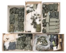 A collection of loose OO scale WWII vehicles and figures:, both Allied and Axis, including tanks,