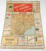 Exeter related - an early 20th century advertising guide map poster for 'The District of Exeter' by