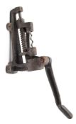 A French cast iron wall mounted 'Presto' bar corkscrew:, with single lever action, 31cm high.