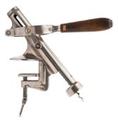 A Swiss made nickel plated 'Rapid' bar corkscrew:, with turned beech handle,