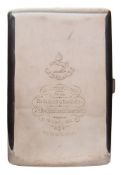 A George V silver presentation cigarette case, Birmingham 1930:,