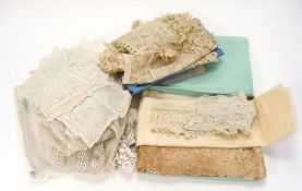 A collection of 19th century and later sections of lace and cotton samples:, including collars,