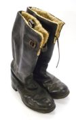 A pair of WWII RAF black leather flying boots:, style ASU669, size 10.