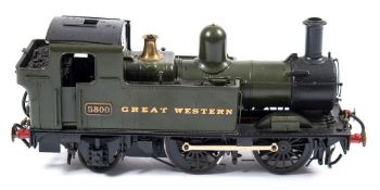 An O gauge 0-4-2 tank locomotive: No 5800 in GWR green livery.