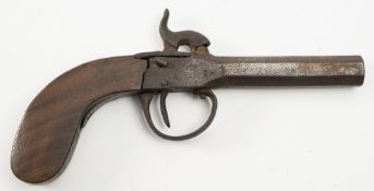 A mid-19th century boxlock percussion pistol:, unsigned,