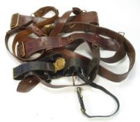 A Royal Naval Officer's sword belt with gilt buckle and sword slings: together with three Sam