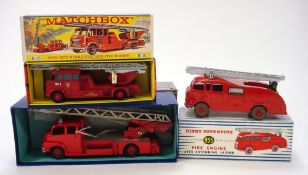 Dinky No 955 Fire Engine with extending Ladder: No 956 Turntable Fire Escape and Matchbox K-15