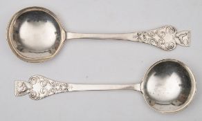 Two George V silver Poultry Club spoons, maker Henry Hodson Plant, London 1914 and 1915:,