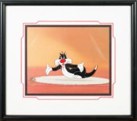 A Warner Brothers animation cell of Sylvester taken from 'Bugs Bunny Overtures to Disaster',