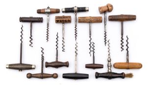 A group of fourteen various corkscrews:,
