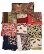 A group of ten Liberty silk scarves:, comprising floral and Art Nouveau designs.
