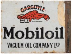 A double sided enamel advertising sign for 'Gargoyle Mobiloil':,