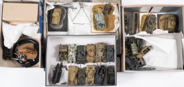 A collection of assorted plastic constructed AFV's,: tanks and figures, various scales.