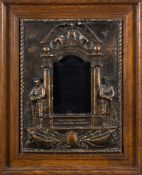 A WWI bronzed plaster memorial plaque:,