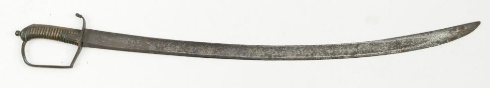 A 19th century Naval sidearm:, the curved single edge blade with gilt brass hilt,