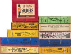 Britains, a group of ten empty boxes:, 'Highland Officers' No 437, 'the Royal Marines ' No 1610,