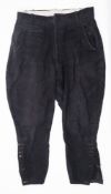 A pair of German SS panzer jodhpurs:, black cloth,