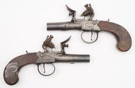 A pair of flintlock muff pistols by Cook, Bath, circa 1800:,