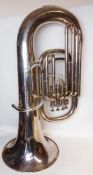 A plated euphonium by Ruddle and Carter: contained in a fitted case, lacks mouthpiece.