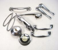 A chrome plated Jaguar car mascot:, together with a Morris Minor bonnet bar,