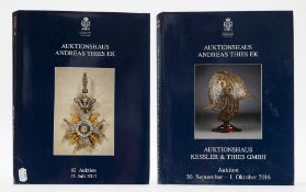 Two Auktionshaus Adres Theis Militaria catalogues together with two prints and a 1991 Pirelli