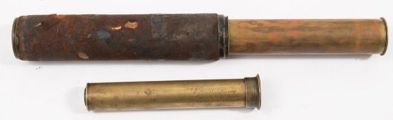 A 19th century brass and leather telescope by C Dixey, London:,