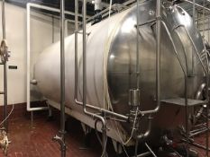 Walker 6,000 Gal. Horizontal Jacketed S/S Tank with S/S Front, Top Mounted Vertical Agitator, CIP