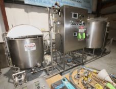 Skid-Mounted S/S Drink Mix System includes (2) S/S Hinged Lid Mix Tanks - (1) 500 Gal. (47