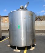 Girton 1,500 Gal. Dome Top S/S Processor, Model PW-P-1500, S/N 72090504 with Bottom Sweep Agitator