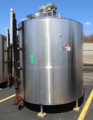 Girton 1,500 Gal. Dome Top S/S Processor, Model PW-P-1500, S/N 69110613 with Bottom Sweep Agitator