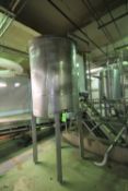 ~500 Gal Vertical Single Wall S/S Tank with Hinged Lid, S/S Legs, Rosemont Level Sensor, (Tank