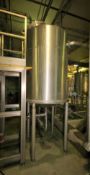 ~500 Gal. Vertical Single Wall Cone Bottom S/S Tank with Top Man Door, S/S Legs, Rosemont Level