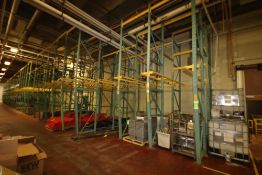 8-Sections 2-High 3-Deep and 4-Deep Drive-In Type Pallet Racking with ~16 ft. H Uprights, 52-1/2