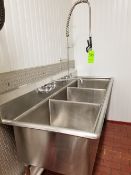 3-Bowl S/S Sink with (2) Faucets and Sprayer, Overall Dimensions ~75