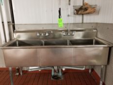 3-Bowl S/S Sinks with (2) Faucets and Sprayer, Overall Dimensions ~6 ft. L x 30