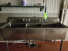 3-Bowl S/S Sinks with (2) Faucets and Sprayer, Overall Dimensions ~6 ft. L x 30